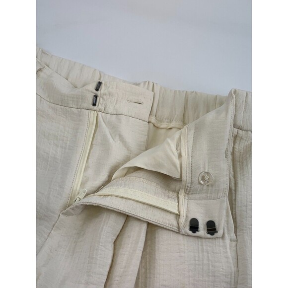 A New Day Crepe Trouser High Waist Wide Leg Rayon Pleated Front Ivory Womens 6 - Picture 10 of 14